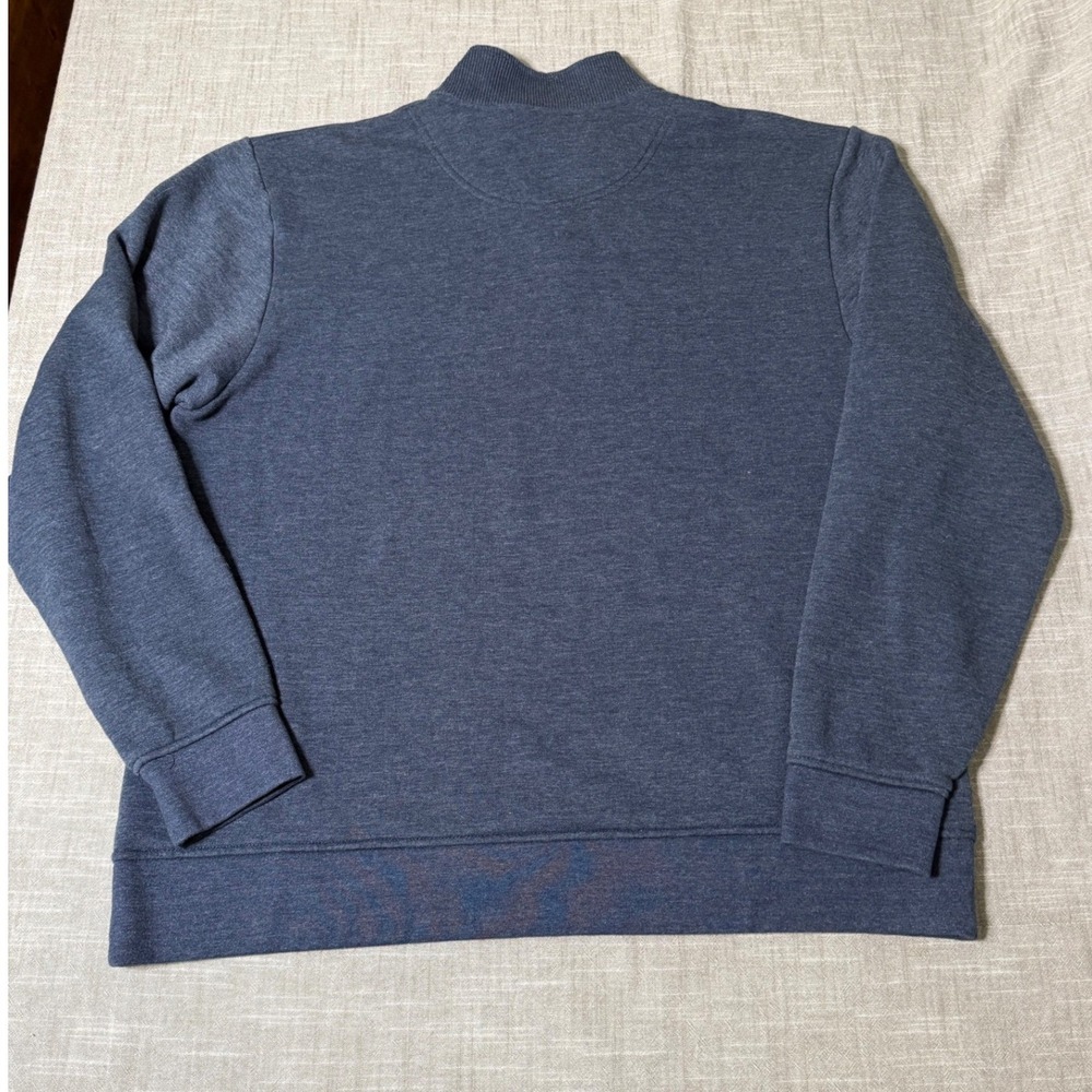 Orvis Mens XL Blue Heather Quarter Zip Snap Mock Neck Fleece Sweatshirt Pullover - Picture 7 of 7